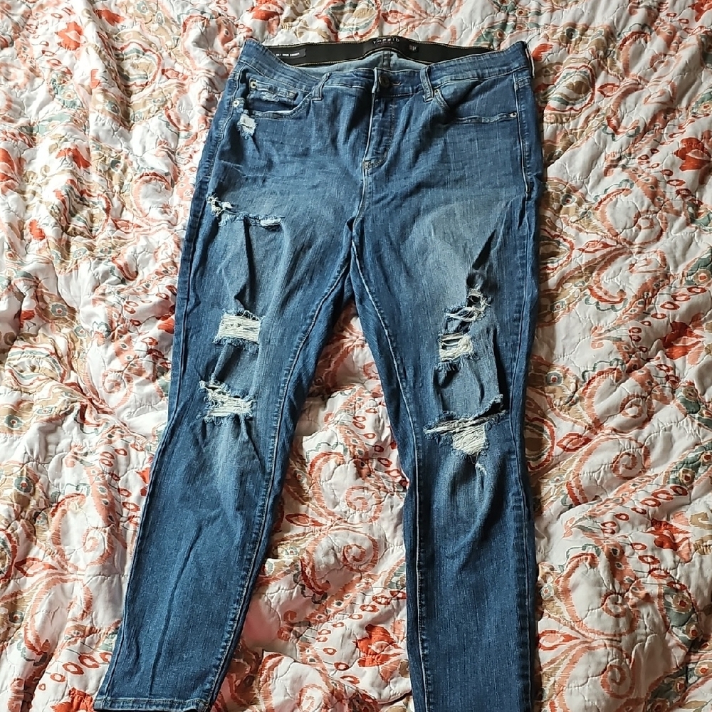 Torrid Blue Skinny Distressed Jeans